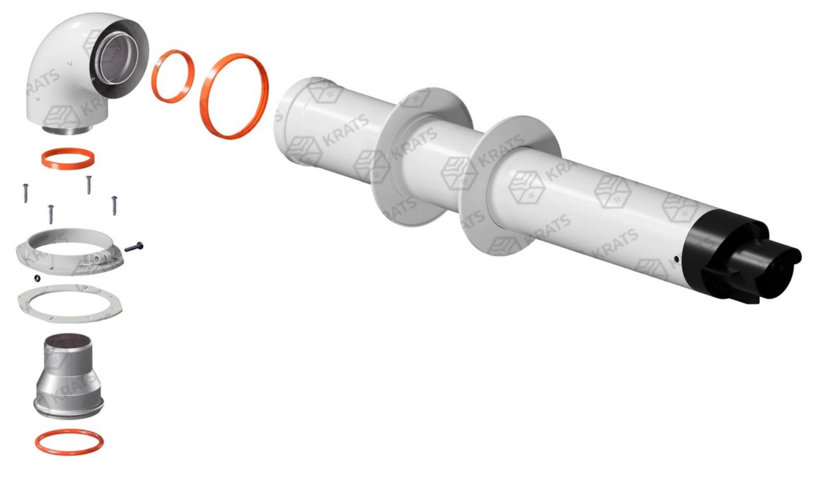 Комплект дымохода 60/100 - 900мм (Navien Deluxe 75/100 стар.) (KTS-02N-075)