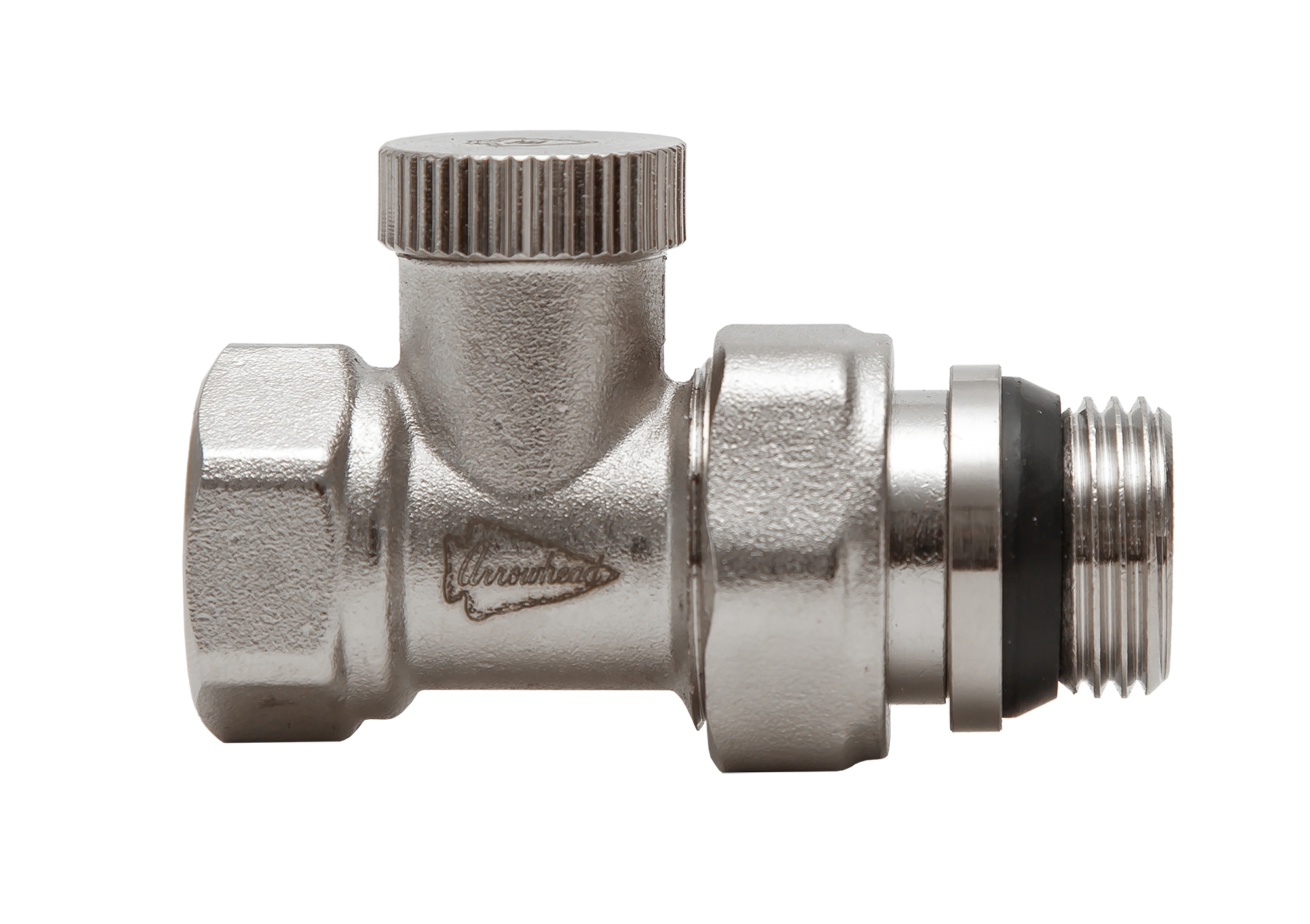 Запорный радиаторный клапан 1/2" Arrowhead Element, прямой, Ду15 (215022) (с уплотнительным кольцом)