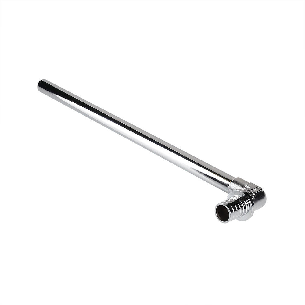 Угловой аксиальный фитинг с хромированной латунной трубкой короткий 16(2,2)х15 L 300 мм (VTm.481.C.001615)