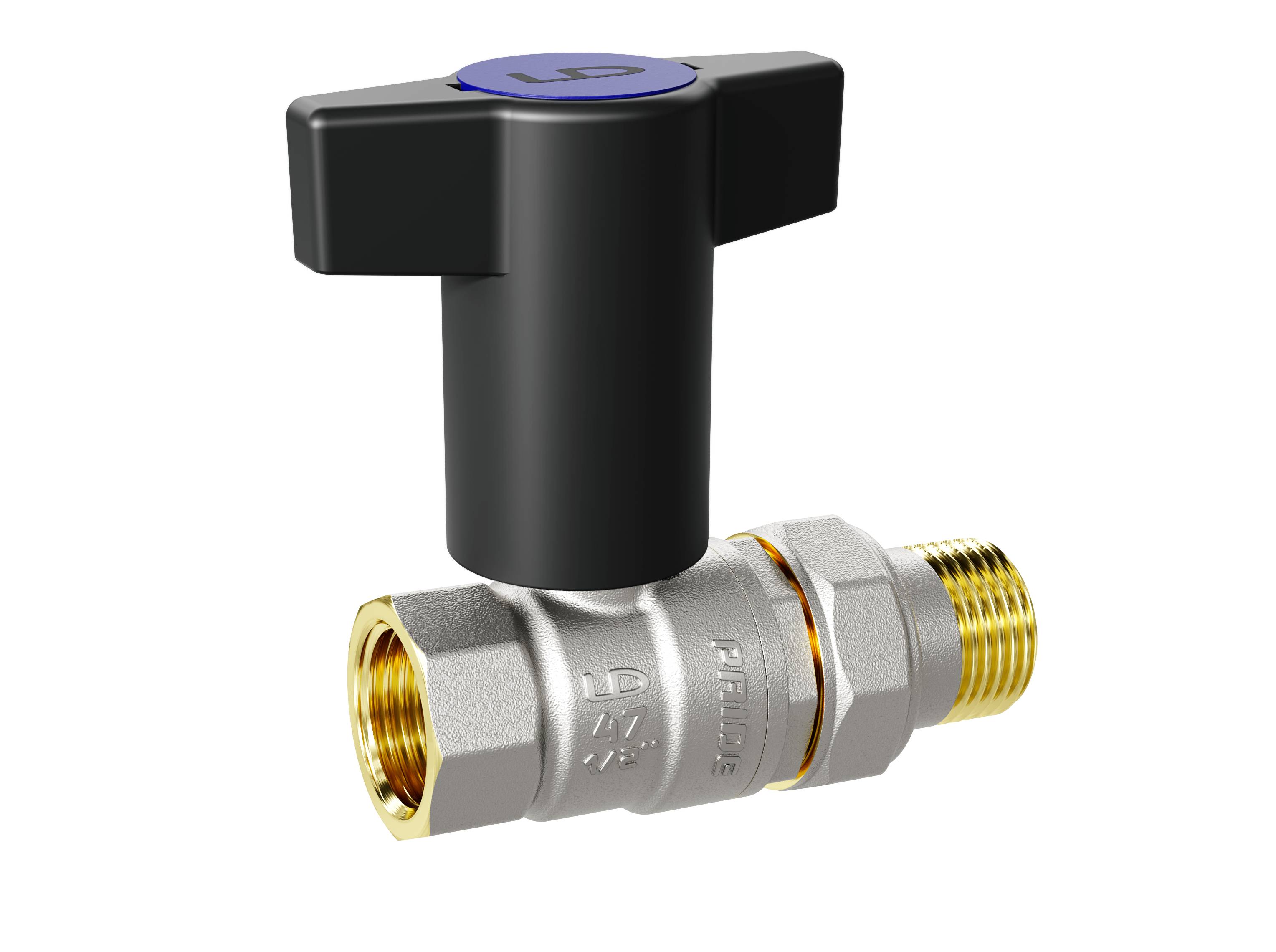 Кран шар. с амер. 20.Внут-ГШ.Б 3/4" Т-рукоятка "LD Pride" (синяя)