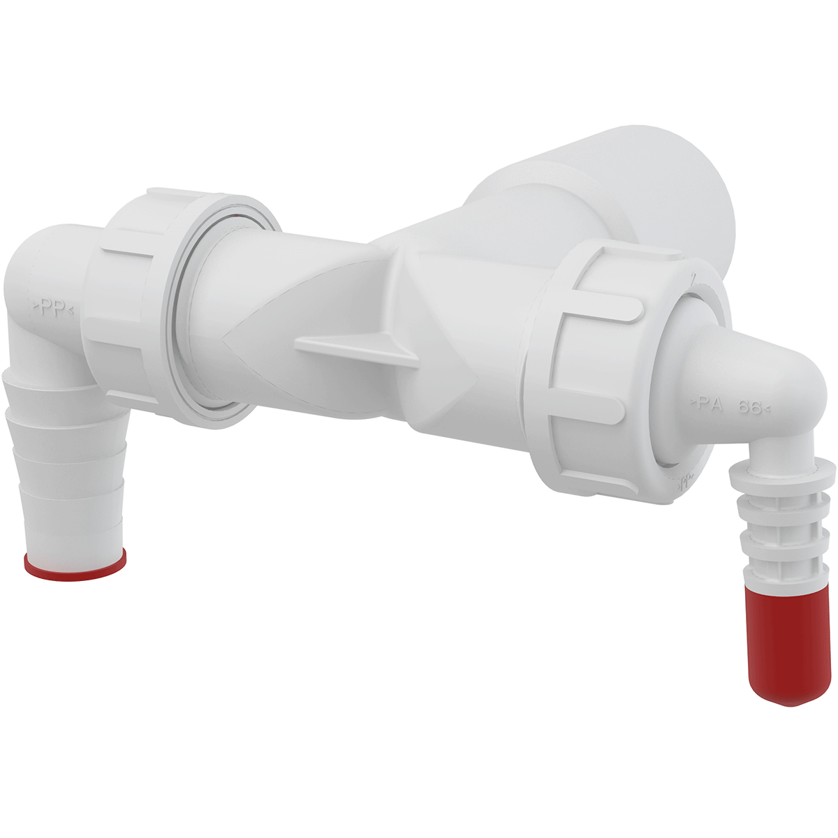 Колено с двумя штуцерами DN40/32 / 8–23 с обратными клапанами ALCA PLAST (P156Z)