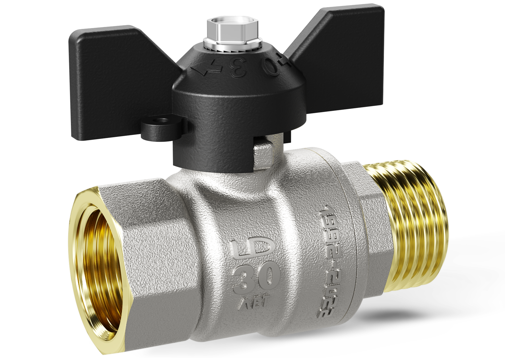 Кран шар.32.Внут-Нар.Б 1 1/4" бабочка "LD Pride"