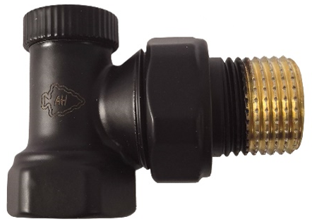 Клапан зап.для рад. угл. 1/2" низ Arrowhead Black, (215122B) ЧЁРНЫЙ