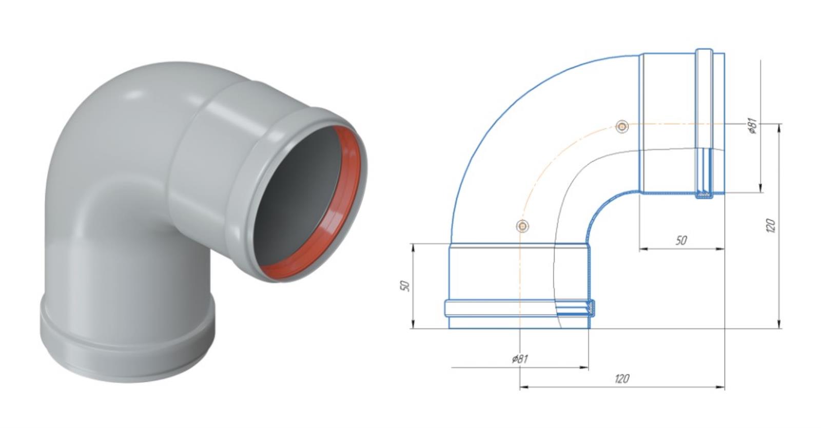Отвод KRATS D 80 угол 90гр PK80-90L