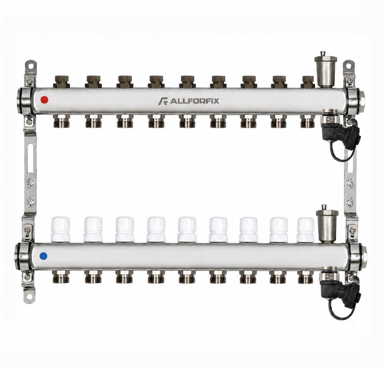Коллекторная группа из НЕРЖ. в сборе 1"х3/4", 9 вых., ALLFORFIX (MG-NF-09)