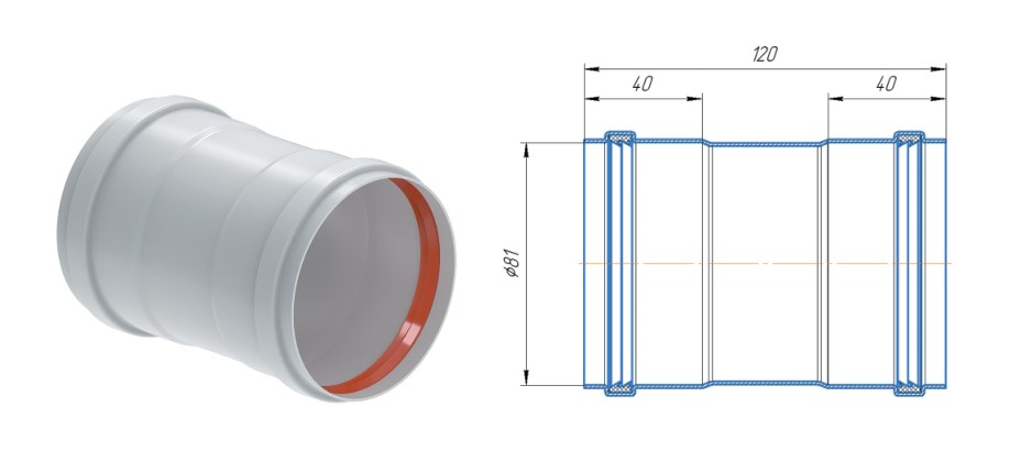 Адаптер соединительный D80 М/М KRATS (AMM-80)