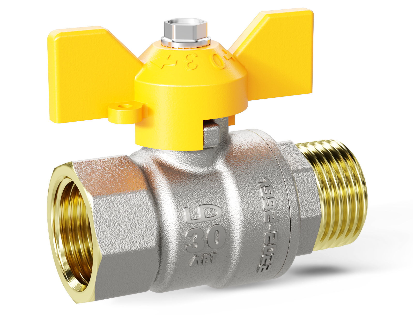 Кран шар.газовый.32 (1 1/4").Внут-Нар.Бабочка.GAS "LD Pride"