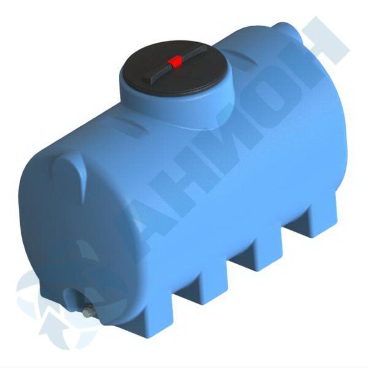 Пластиковая емкость АНИОН МН750ФК2З цилиндрическая горизонтальная 750 л с дыхательным клапаном и сливом 