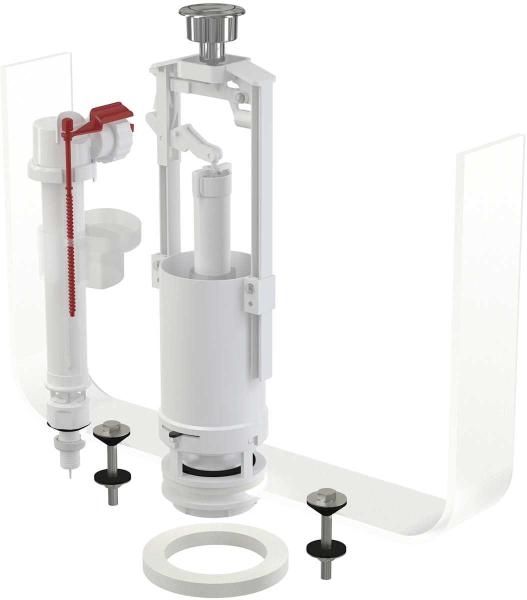 Выпускной комплект со стоп кнопкой ALCA PLAST (SA2000S 3/8" CHROM)