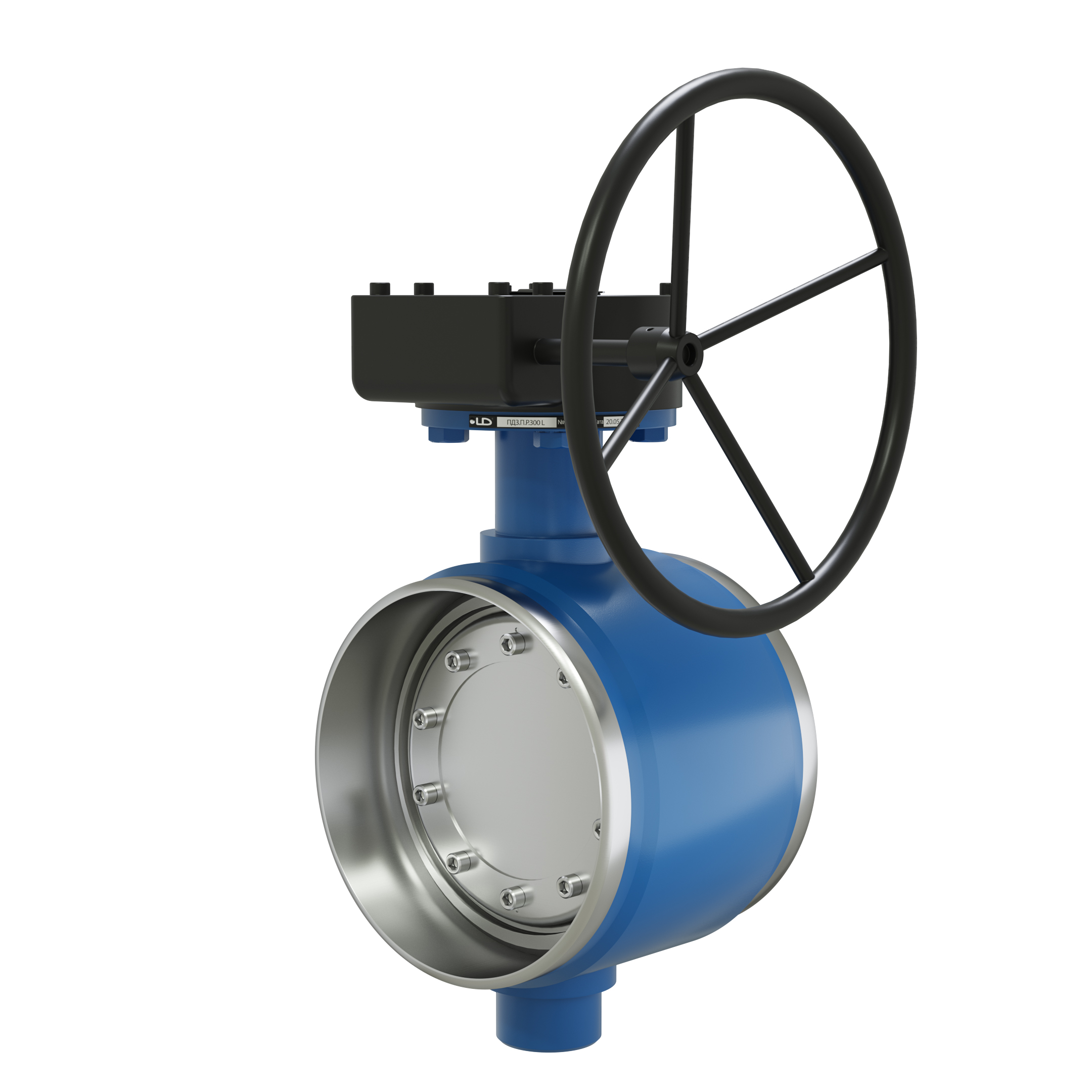 Поворотно-дисковый затвор 3-х эксцентриковый LD Energy с редуктором R из стали 09Г2С, ПДЗ.П.Р.300.025.03