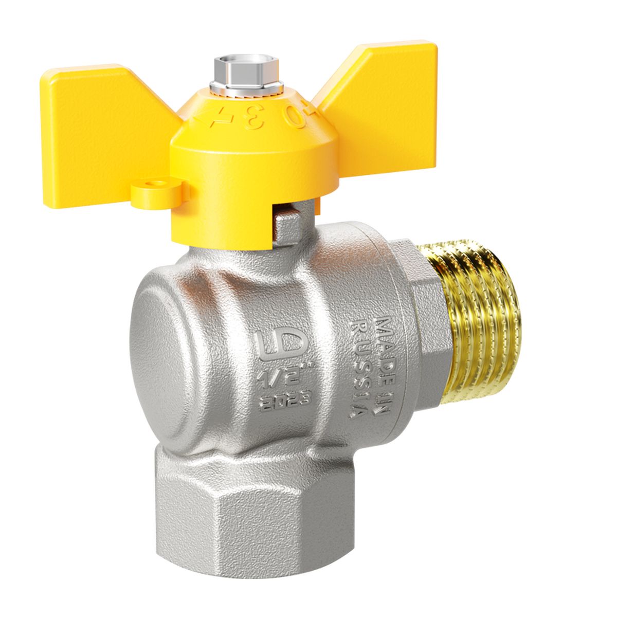 Кран шар.газовый угловой 15 (1/2").Внут-Нар.Бабочка.GAS "LD Pride"