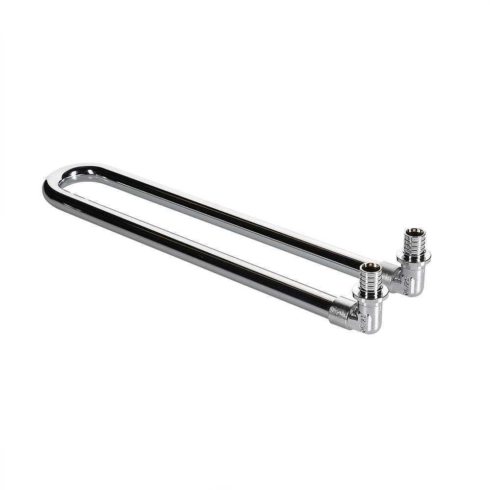 Угловой аксиальный фитинг с хромированной латунной трубкой двойной 16(2,2)х15 L 300 мм 