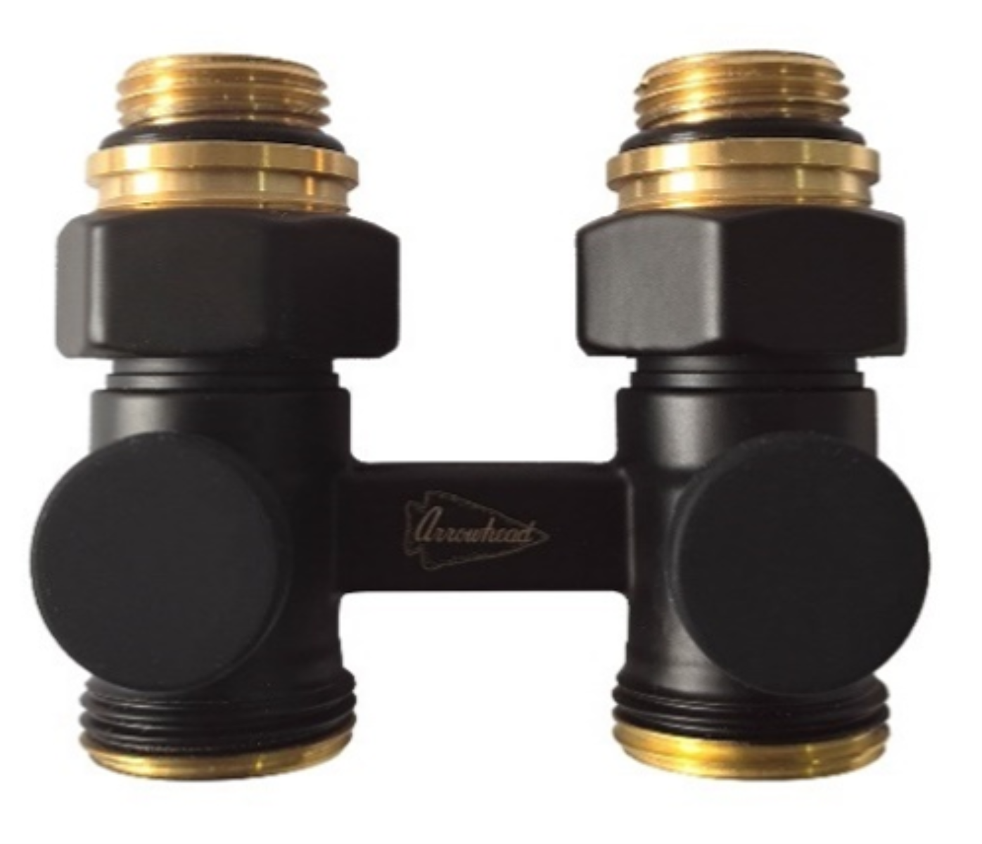 Узел подключения радиатора H-образный с нипелями Arrowhead Black, прямой, 3/4"- 1/2" (216032B) ЧЁРНЫЙ