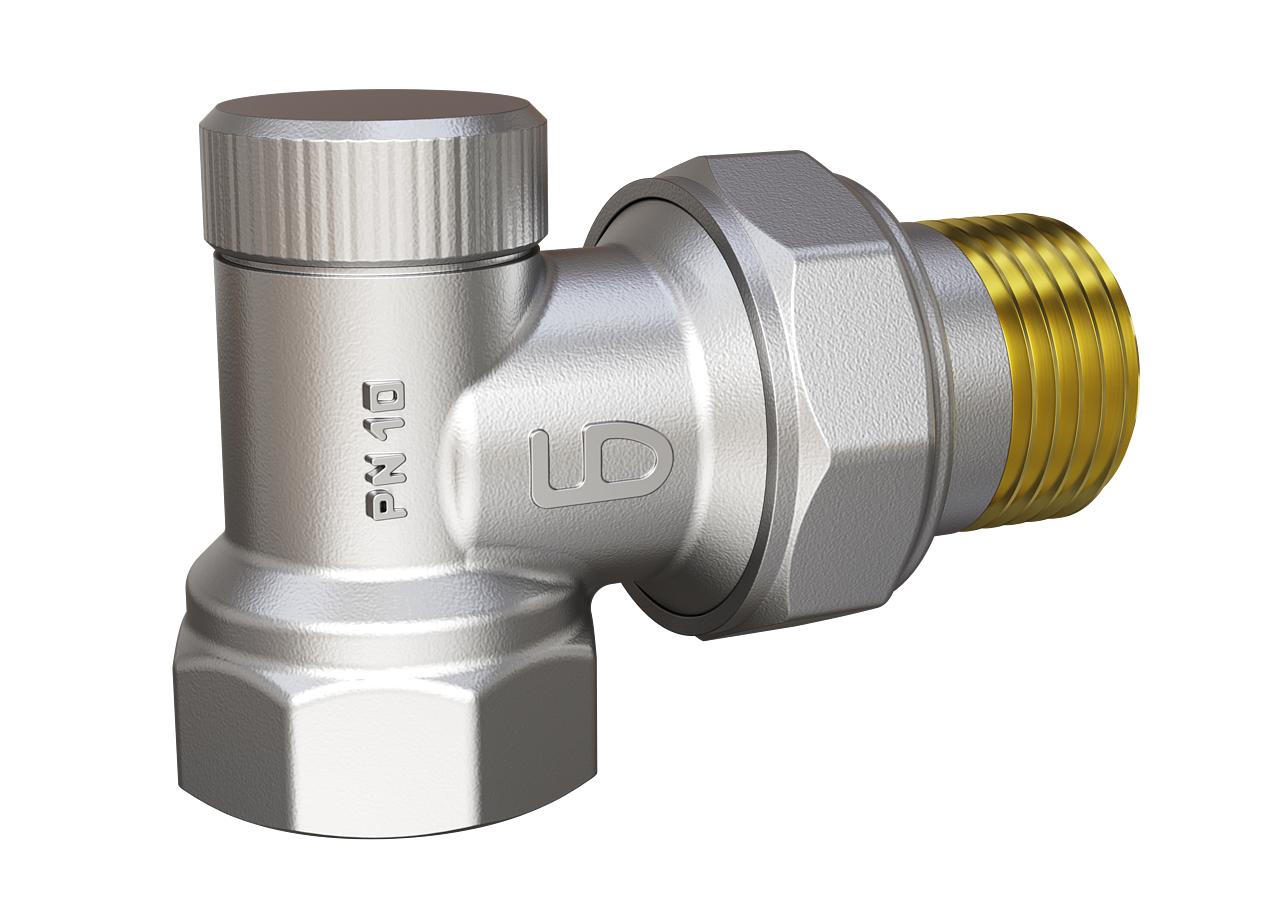 Клапан радиаторный 1/2" настроечный угловой LD Pride 59.15.В-ГШ.Н.У Ду15 Ру10 (нижний)