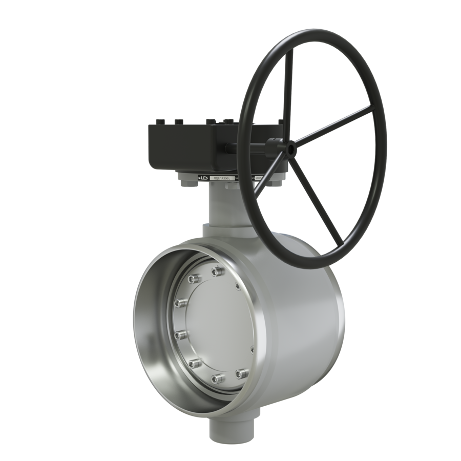 Поворотно-дисковый затвор 3-х эксцентриковый LD с редуктором R из стали 20, ПДЗ.П.Р.300.025.02