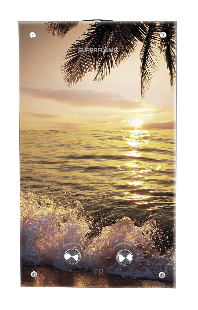 Водонагреватель газовый (колонка) SUPERFLAME SF0120 10L Glass (с дисплеем) Пляж