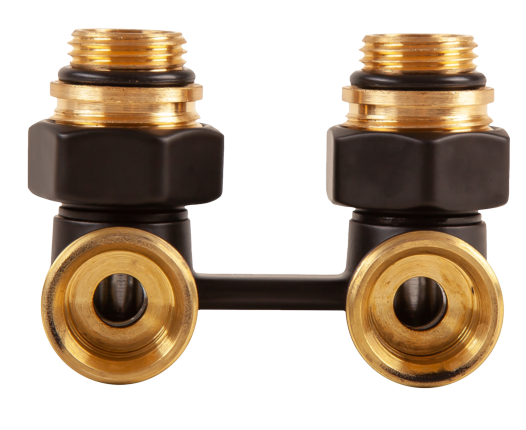 Узел подключения радиатора H-образный с нипелями Arrowhead Black, угловой, 3/4"- 1/2" (216132B) ЧЁРНЫЙ