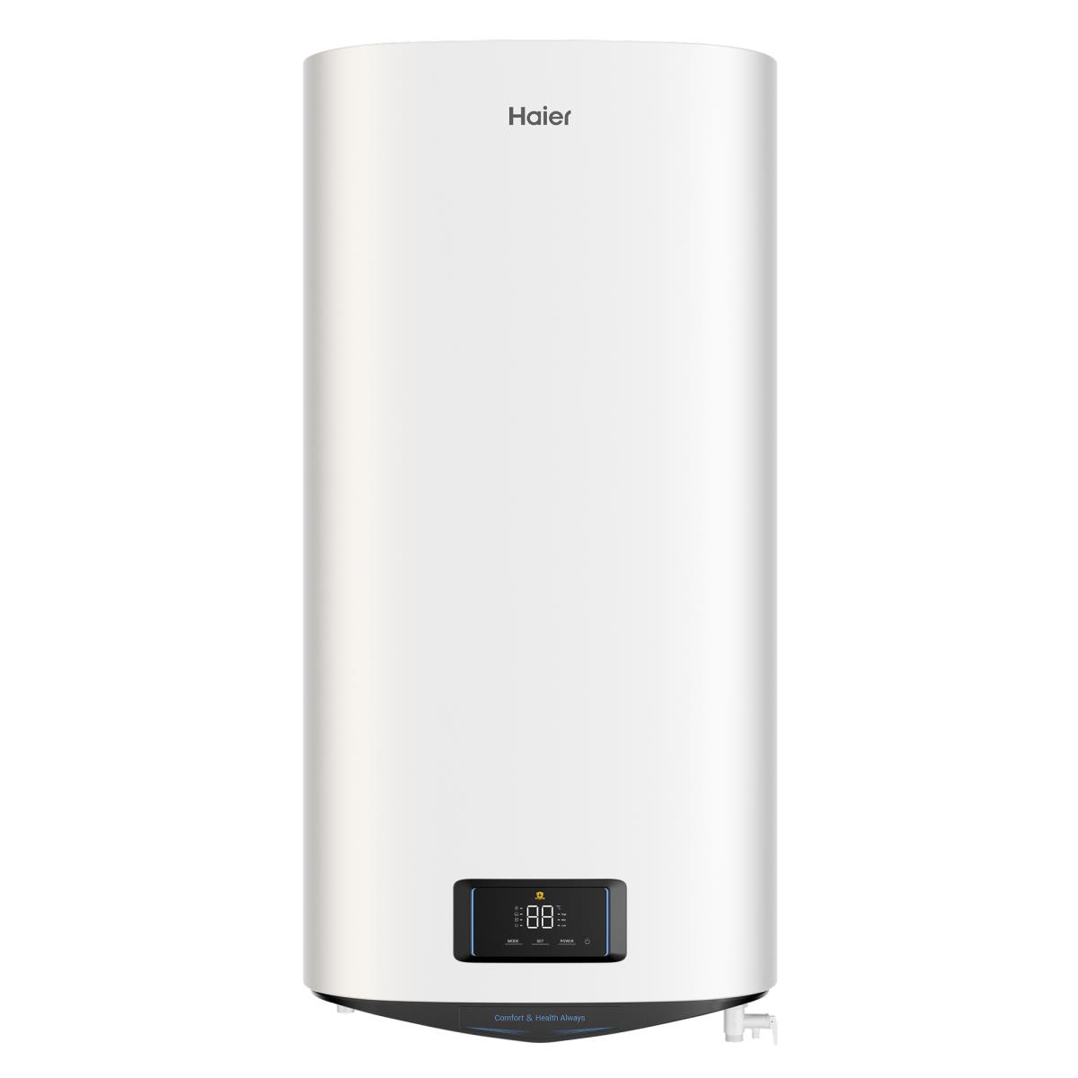 Электрический водонагреватель накопительный Водонагреватель HAIER ''D4 DRY'' ES80V-D4 DRY верт./гориз. 2,0(0,7+1,3)кВт (СУХОЙ ТЭН, плоский, эмаль, дисплей, белый) (GA0UP2E00RU)