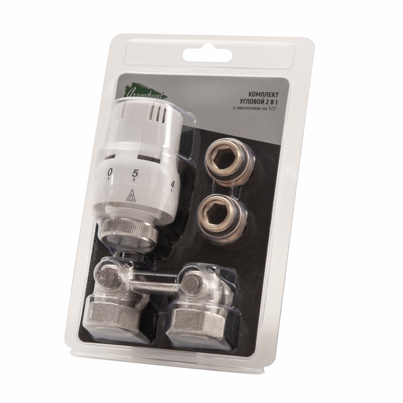 Комплект угловой 2 в 1 ARROWHEAD 3/4" с ниппелями 1/2" (216132+217002) (BL-402-15)