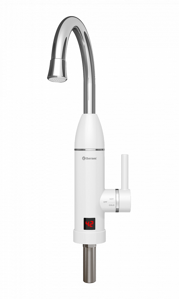Электрический водонагреватель проточный Смеситель ЭВН THERMEX Hotty 3000 (белый, дисплей)