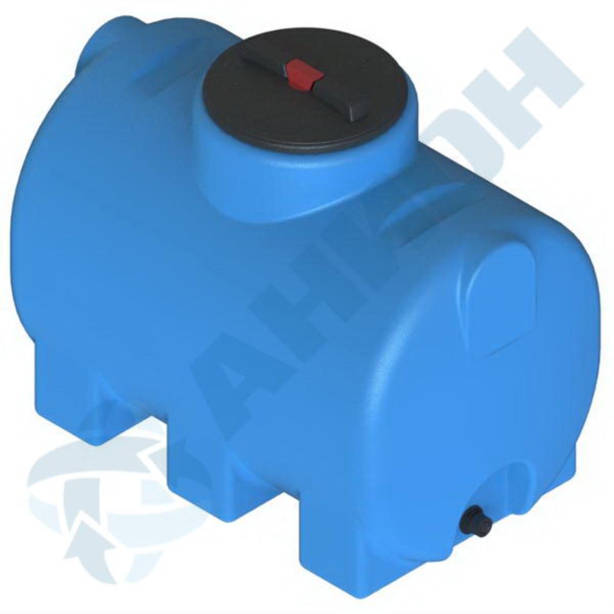 Пластиковая емкость АНИОН МН300ФК2З цилиндрическая горизонтальная 300 л с дыхательным клапаном и сливом