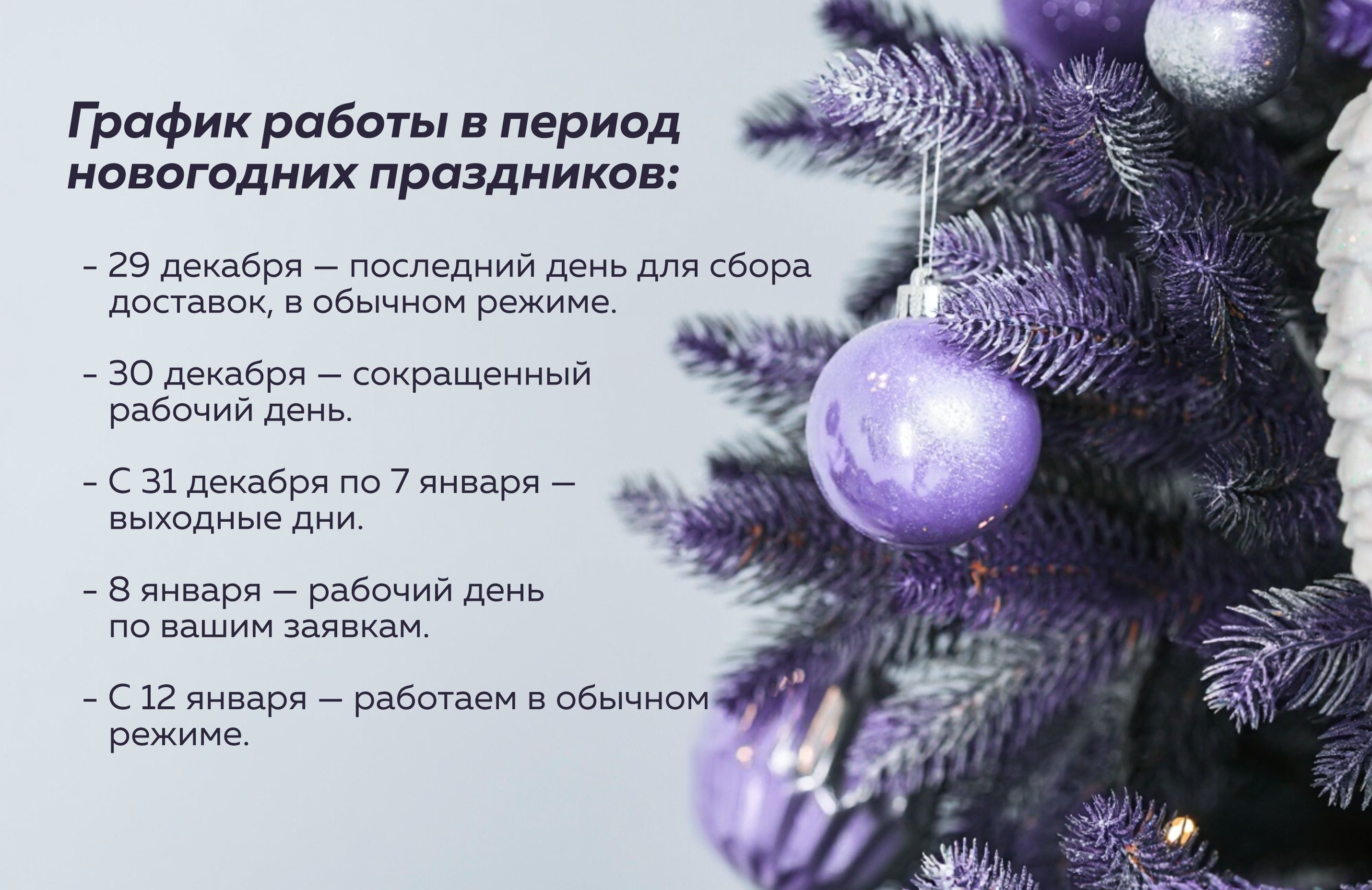 График работы в период новогодних праздников!